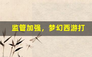 <b>监管加强，梦幻西游打击私服的最新举措</b>