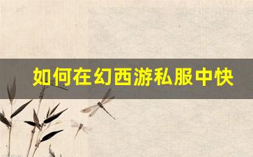 <b>如何在幻西游私服中快速提升角色</b>