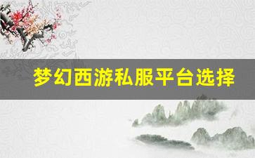 <b>梦幻西游私服平台如何选择最佳服务器</b>