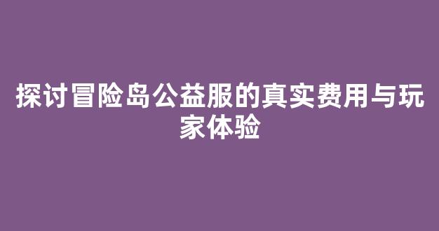 探讨冒险岛公益服的真实费用与玩家体验