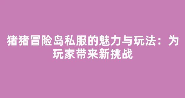 猪猪冒险岛私服的魅力与玩法：为玩家带来新挑战