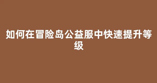 如何在冒险岛公益服中快速提升等级