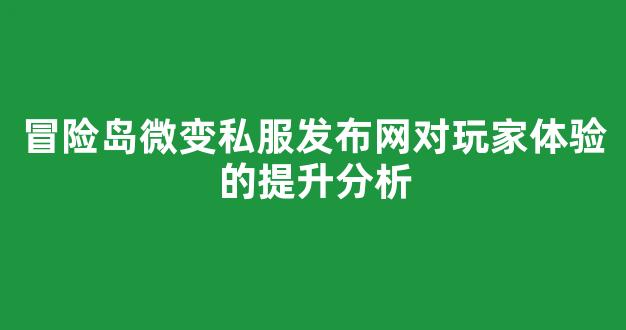 冒险岛微变私服发布网对玩家体验的提升分析