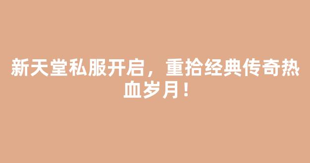 新天堂私服开启，重拾经典传奇热血岁月！