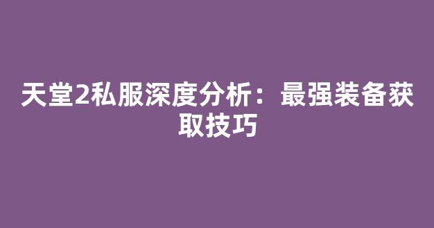 <b>天堂2私服深度分析：最强装备获取技巧</b>