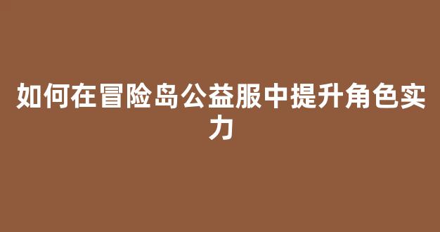 <b>如何在冒险岛公益服中提升角色实力</b>