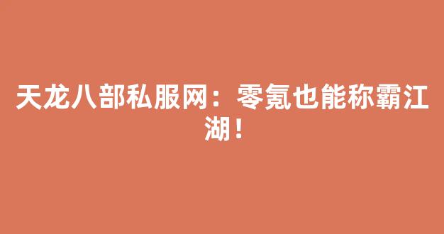 天龙八部私服网：零氪也能称霸江湖！