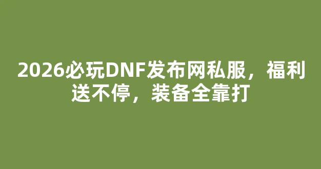 2026必玩DNF发布网私服，福利送不停，装备全靠打