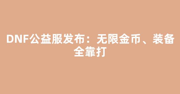 DNF公益服发布：无限金币、装备全靠打