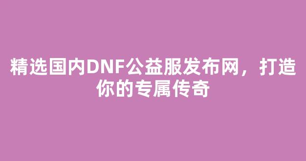 精选国内DNF公益服发布网，打造你的专属传奇