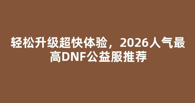 轻松升级超快体验，2026人气最高DNF公益服推荐