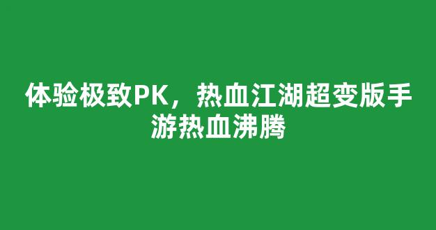 体验极致PK，热血江湖超变版手游热血沸腾