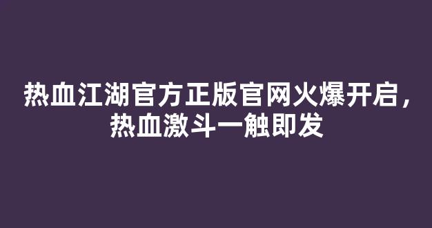 热血江湖官方正版官网火爆开启，热血激斗一触即发