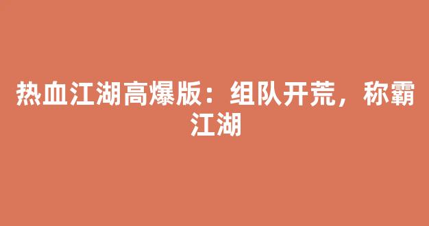 热血江湖高爆版：组队开荒，称霸江湖